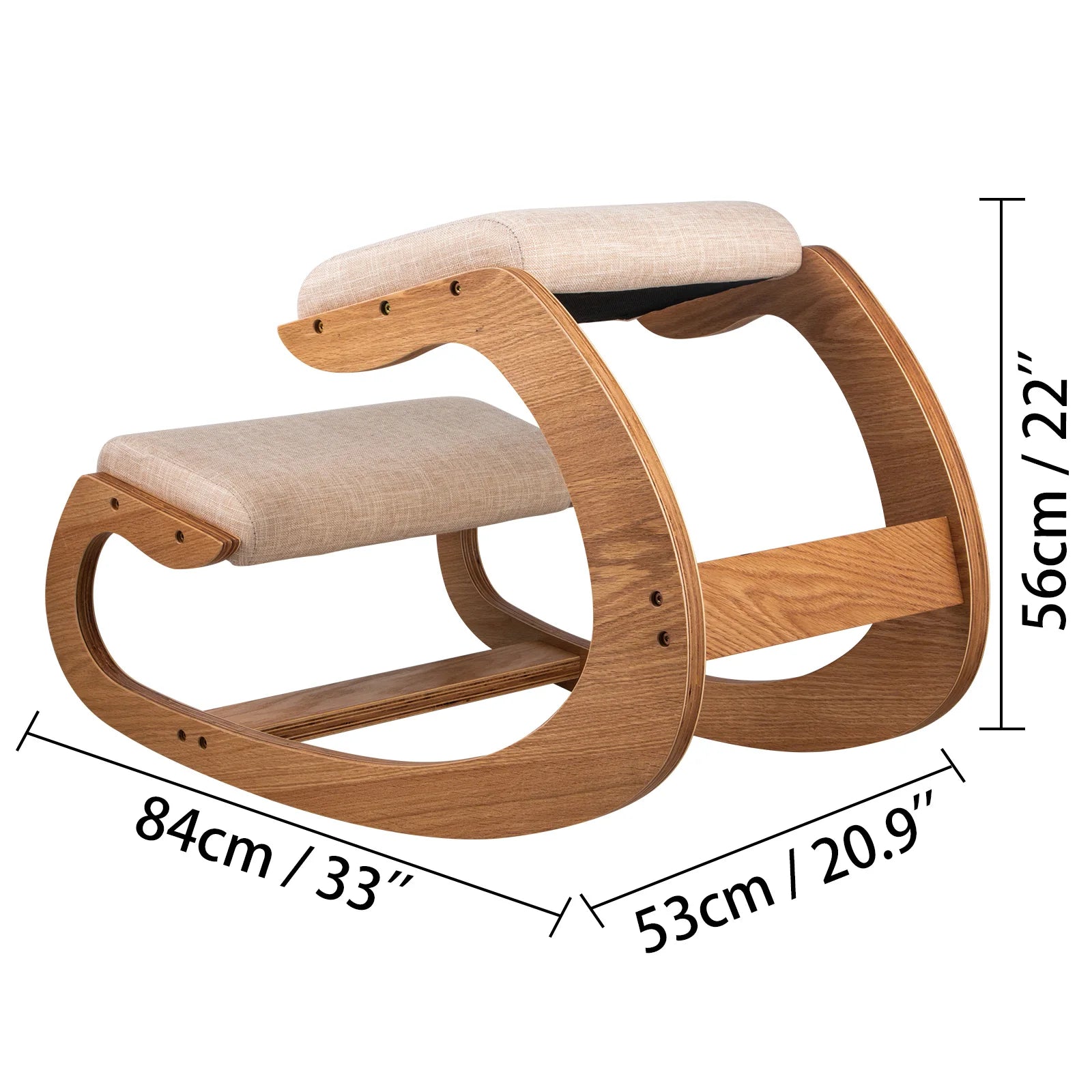 Wooden Kneeling Rocking Chair for Posture Correction