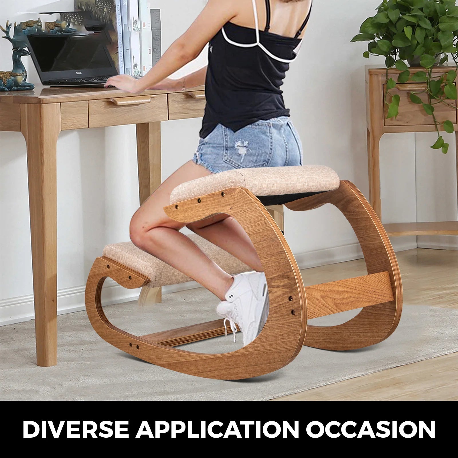 Wooden Kneeling Rocking Chair for Posture Correction