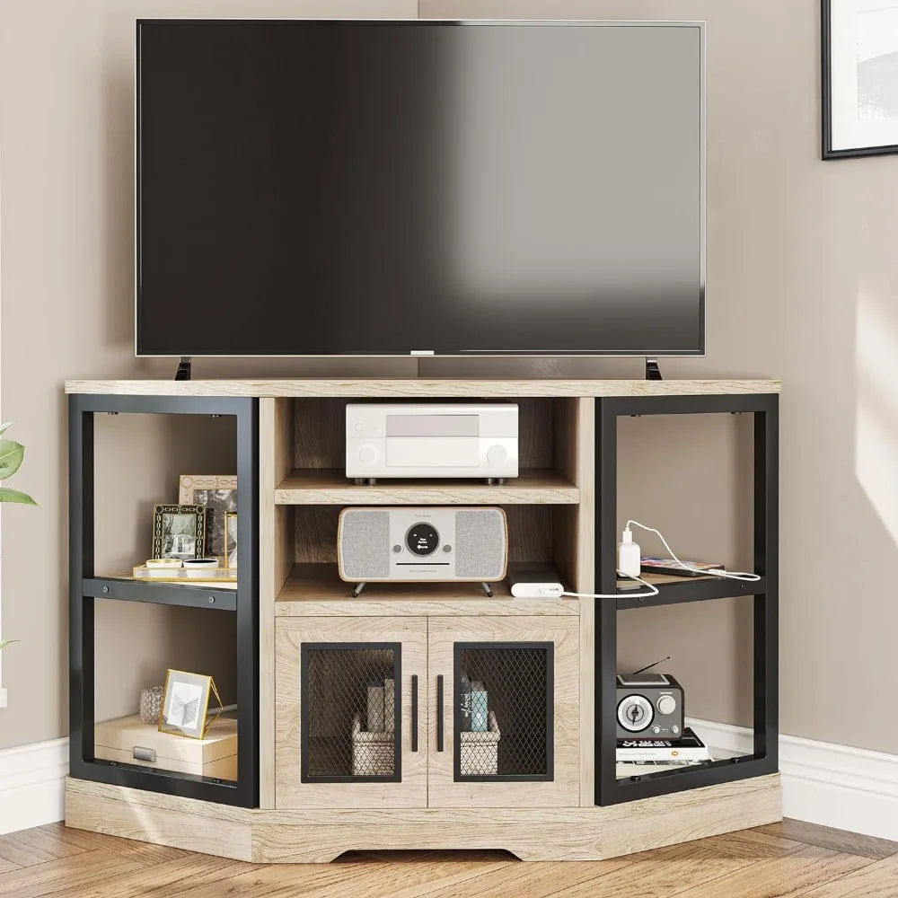 TV table with Power Socket and 6 Storage Racks