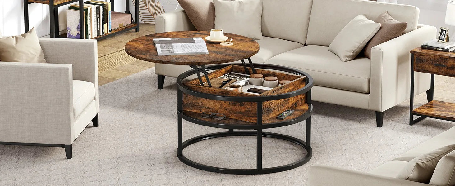 Circular Lifting Countertop Coffee Table