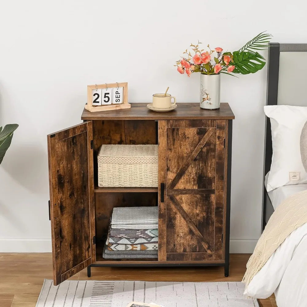 Living Room Storage Cabinet with 2 Doors and 1 Shelf