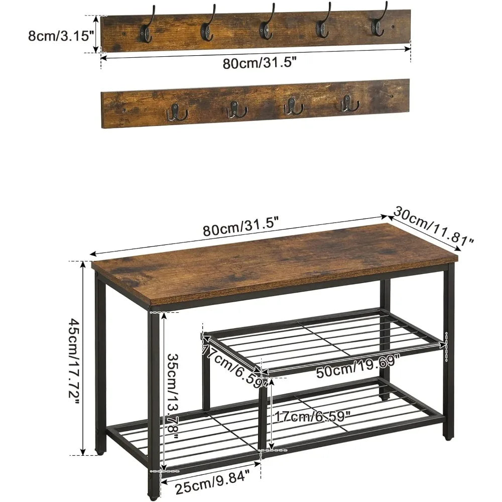 Hallway Shoe Rack with Clothes Hook