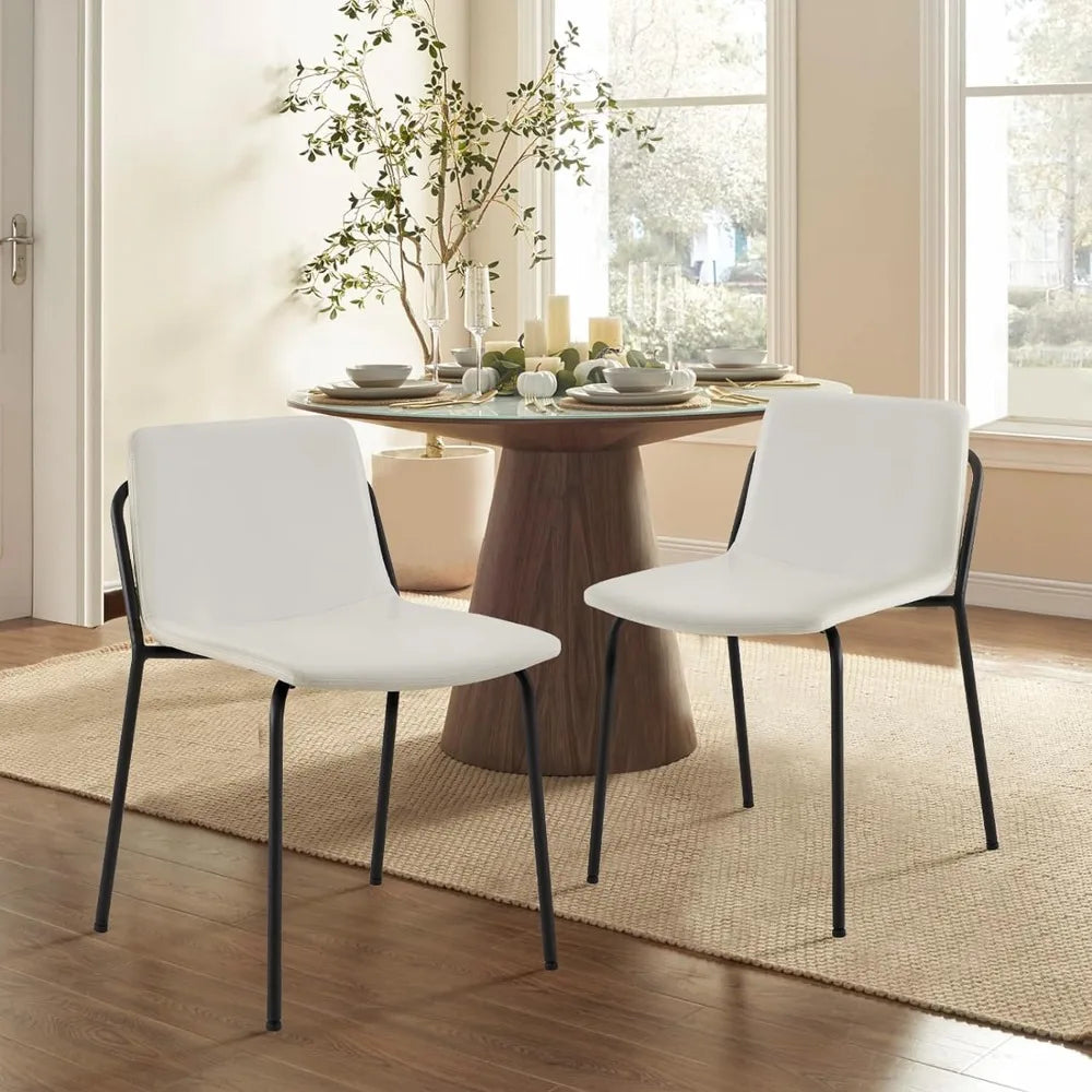 A set of 2 PU Leather with Metal Legs Dining Chairs