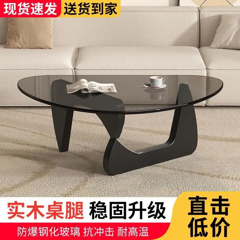 Nordic Minimalist Transparent Glass Coffee Coffee Table for Living Room