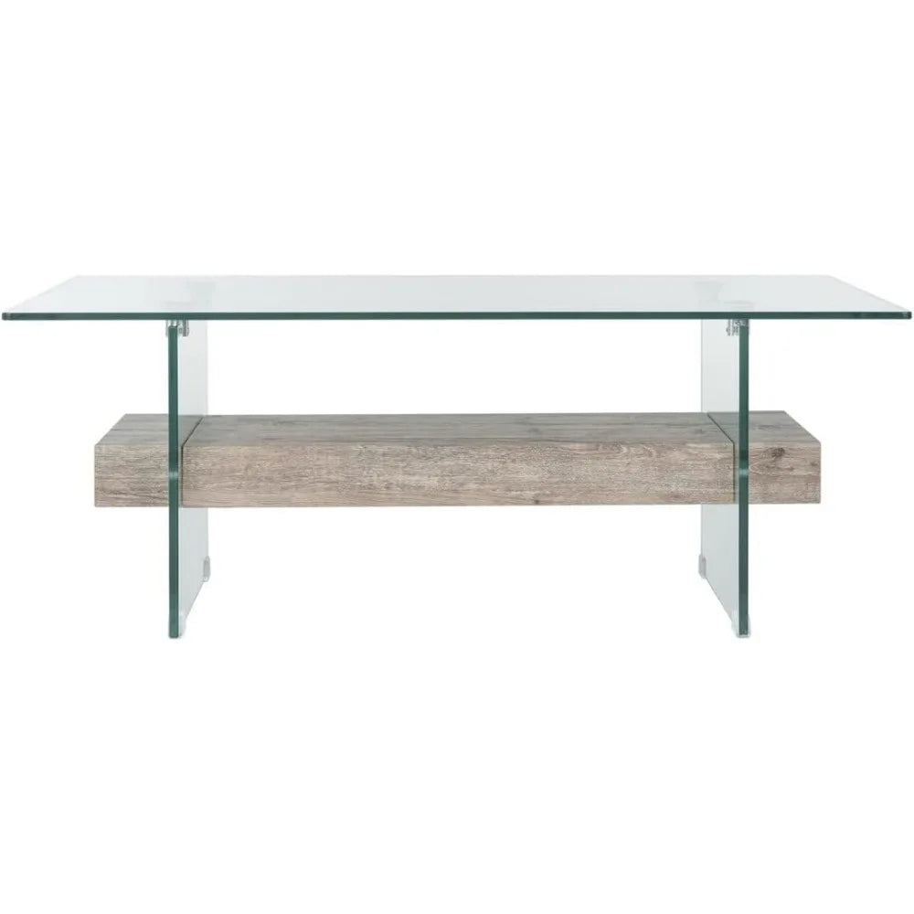 Gray Oak and Glass Coffee Table