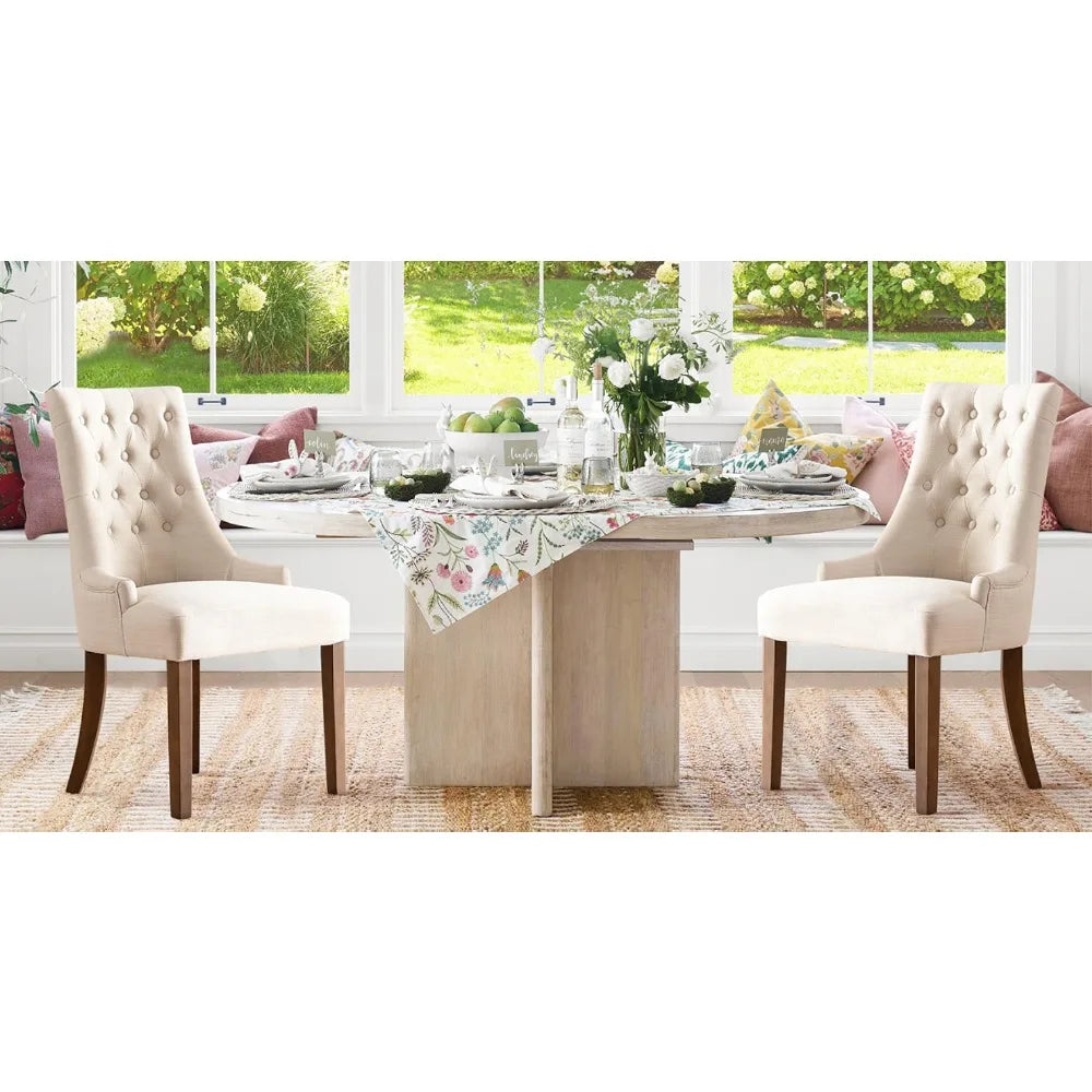 A set of 4 Side Dining Chairs with Plush Buttons