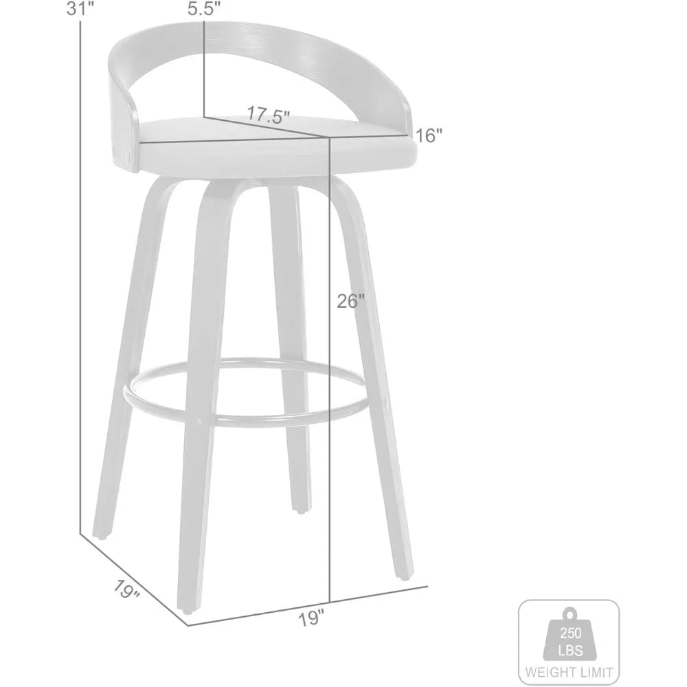 Brown Faux Leather and Walnut Bar Stool