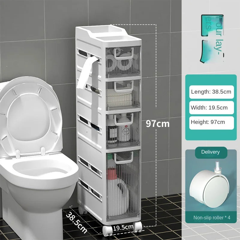 Floor-to-ceiling Toilet Side Cabinet for Artifact Bathroom Storage