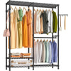 2-layer Metal Wire Rack with 3 Hangers Cabinet