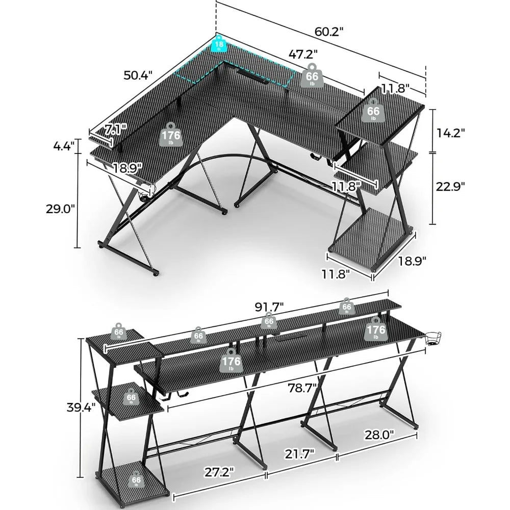 Reversible Work Desk With Storage Shelf