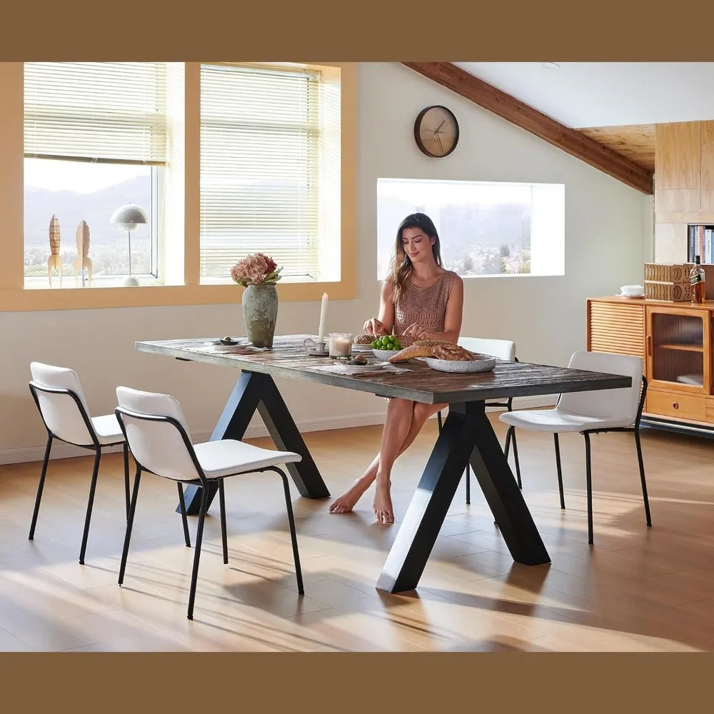 A set of 2 PU Leather with Metal Legs Dining Chairs