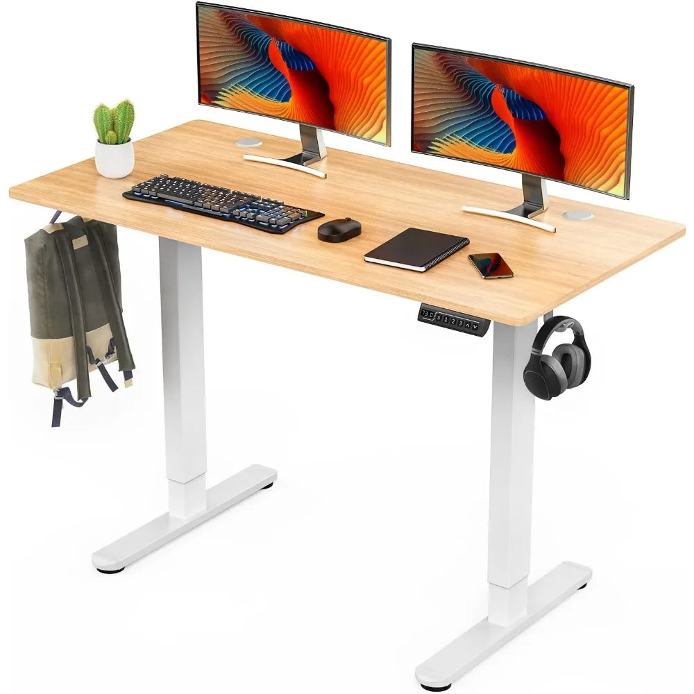 Electric Standing Office Desk with Hooks