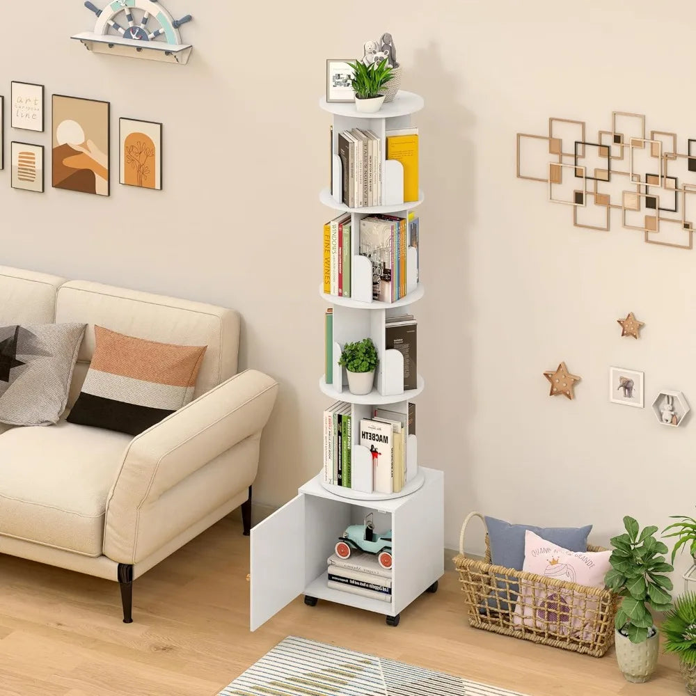 360 Display Floor Standing Bookshelf Storage Tower