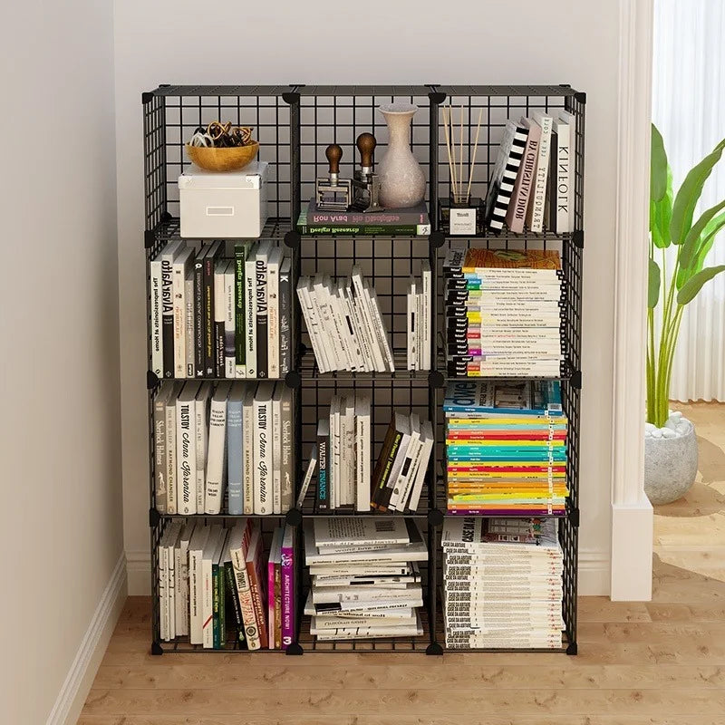 4 Layer 3 Row Stackable Wire Cubes Metal Bookshelf Storage Organizer