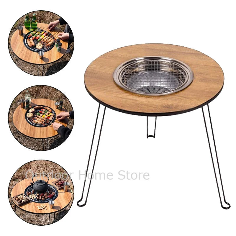 Folding Outdoor Barbecue Table – Portable BBQ, Picnic & Camping Table with 6 or 7-Piece Tool Set