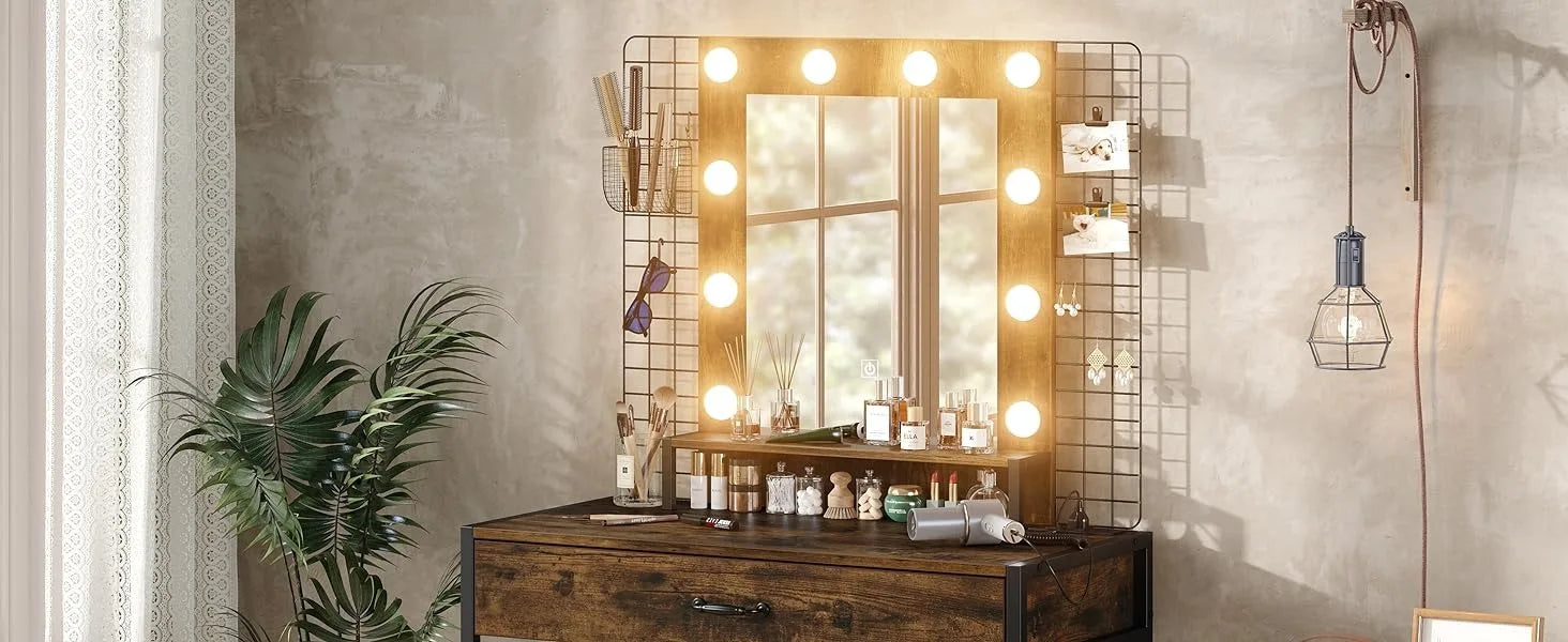 Dressing Table with Drawers and Charging Station