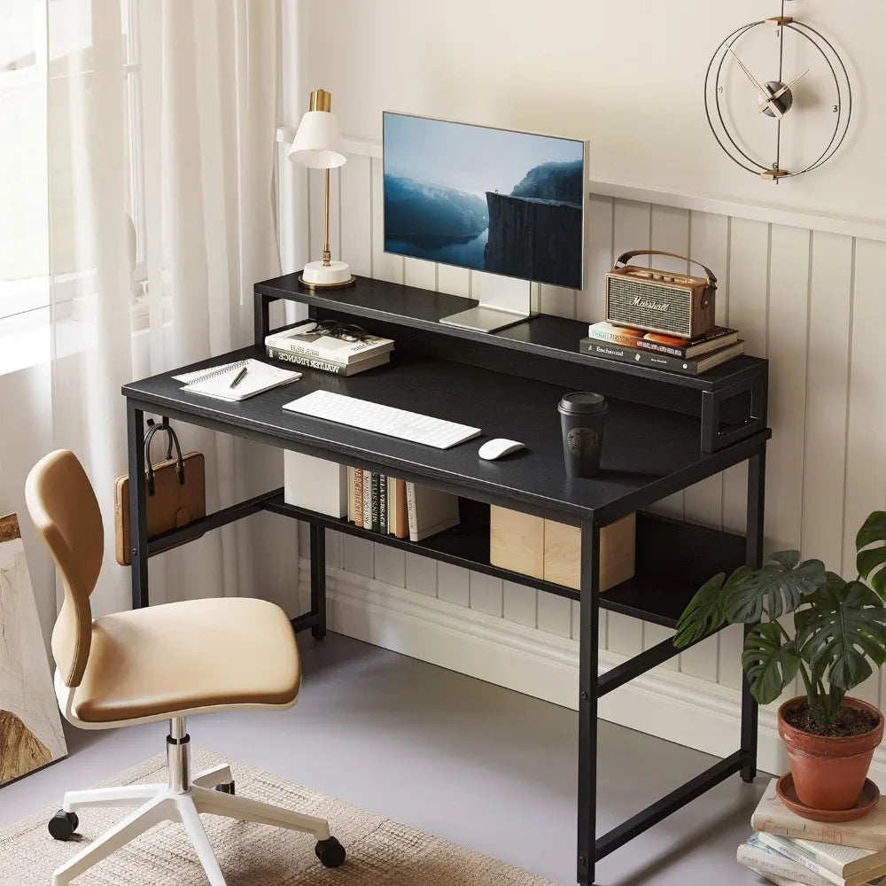 Office Desk with Storage and Bookshelf