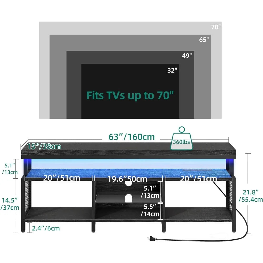 70/65 inches TV Cabinet with Power Socket