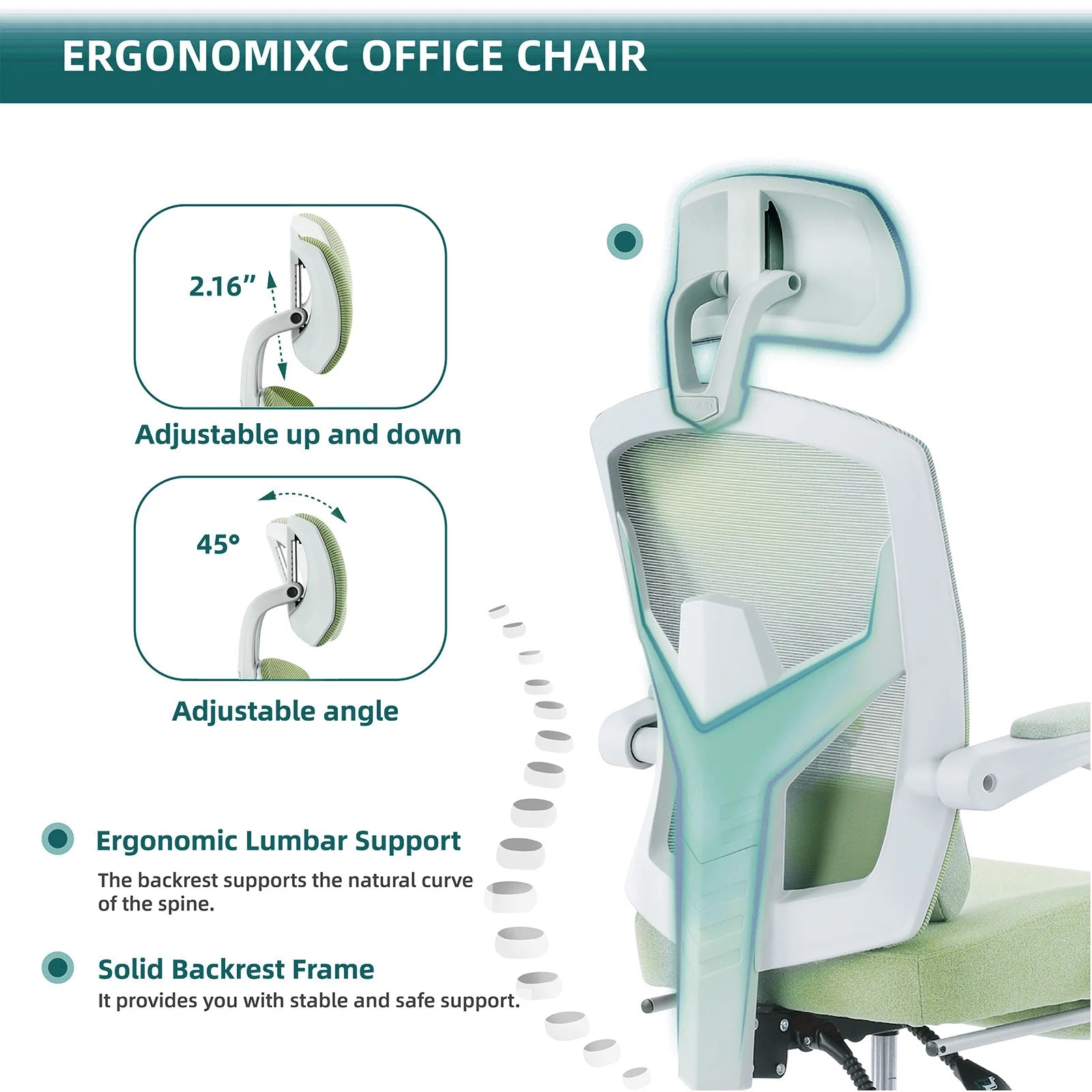 Ergonomic Reclining High Back Mesh Office Chair with Lumbar Support & Retractable Footrest – Adjustable Swivel Desk Chair for Home & Office