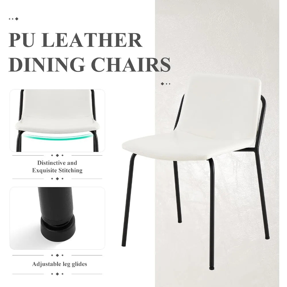 A set of 2 PU Leather with Metal Legs Dining Chairs