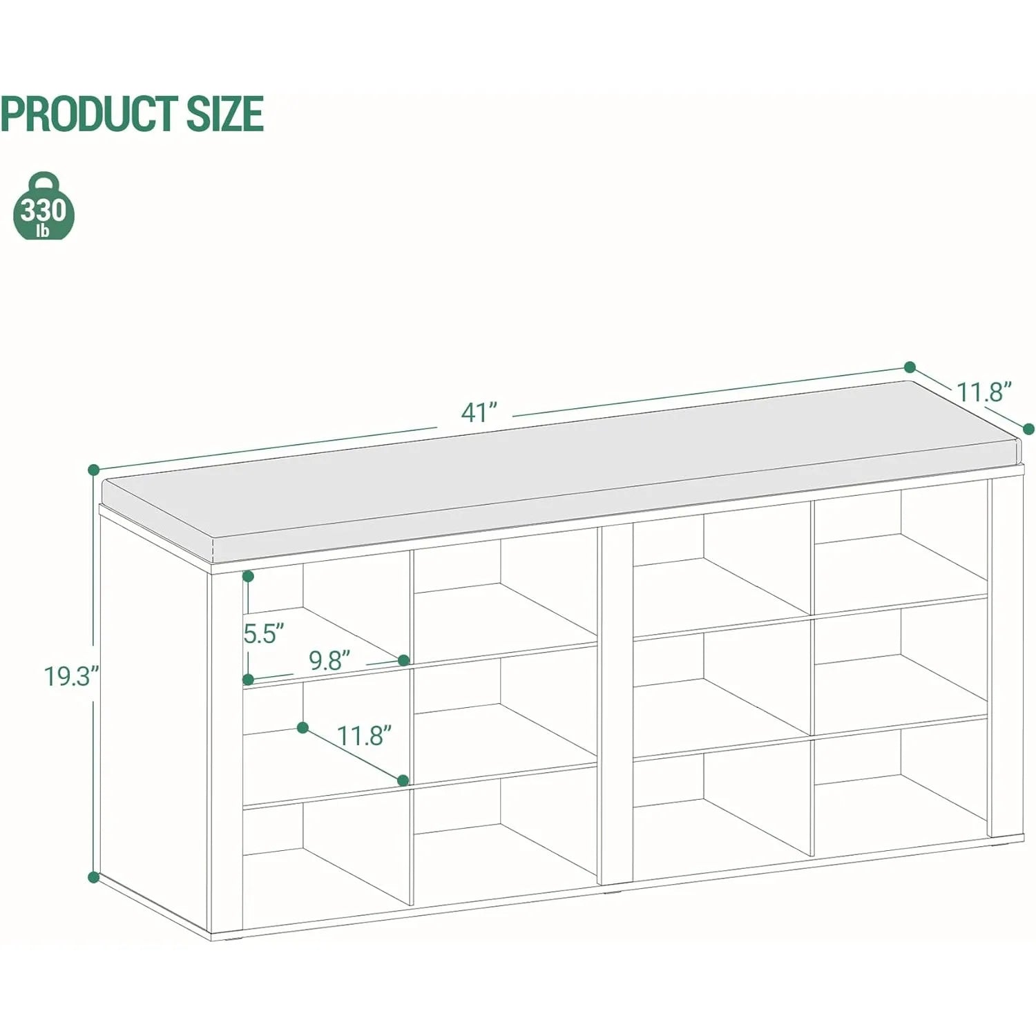 Shoe Storage Bench with Cushion – Entryway Shoe Rack with 12 Cubbies, Adjustable Shelves, and Comfortable Seating, White