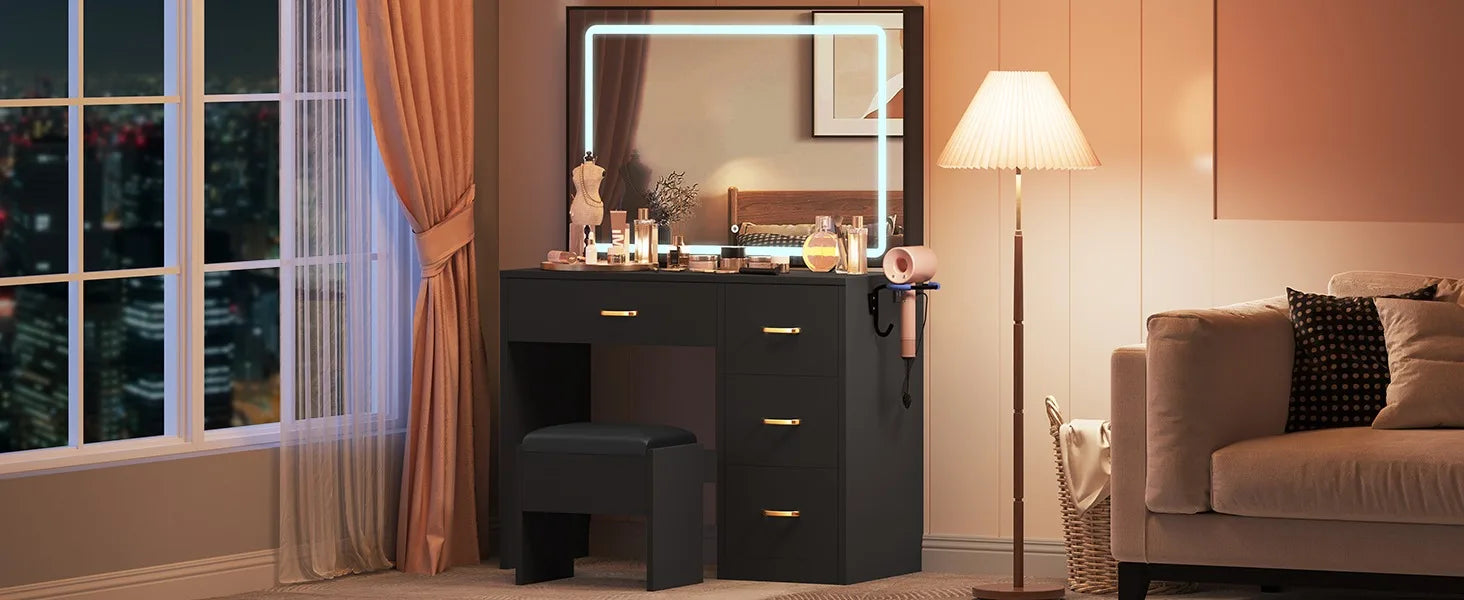 Dressing Table Set with Large Mirror