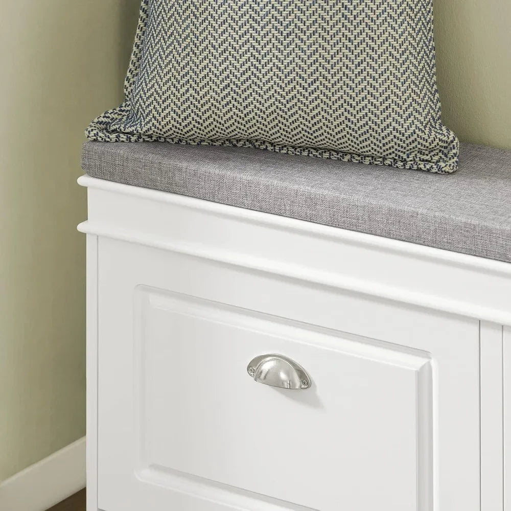 Hallway Shoe Cabinet Storage Bench with Drawers & Padded Seat Cushion