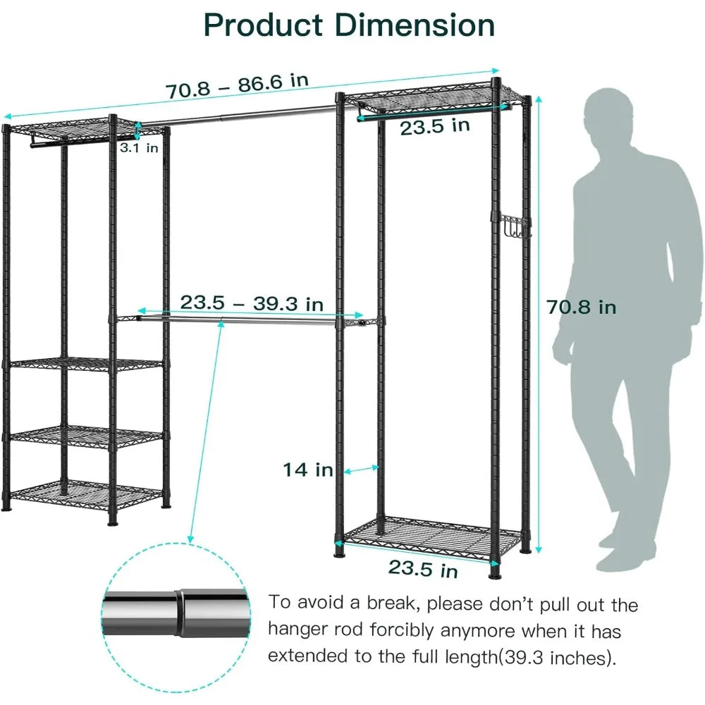 Metal Storage Cabinet with 4 Hanger Rods