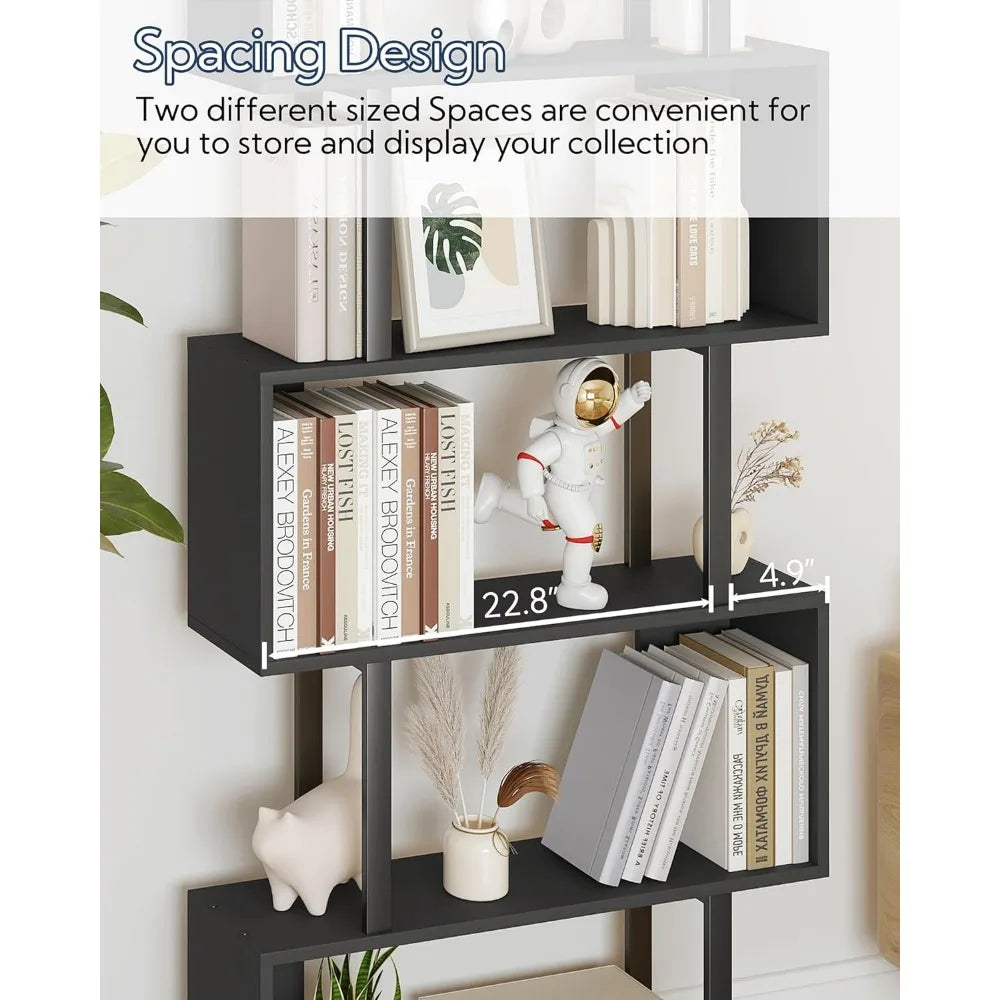 Durable 6-layer Black Display Cabinet Bookshelf