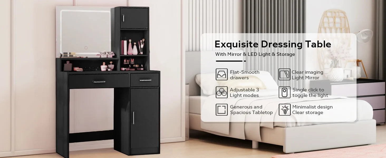 3-level Storage Table and 3 Lighting Modes