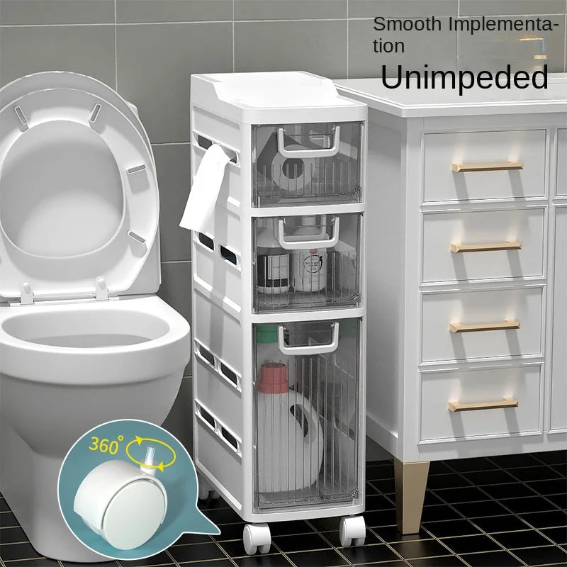 Floor-to-ceiling Toilet Side Cabinet for Artifact Bathroom Storage