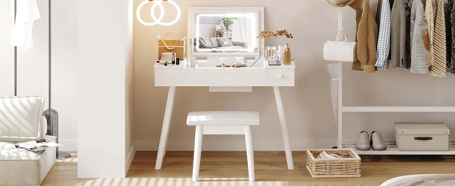 Flip Top Dressing Table with Drawers and Cabinets