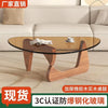 Nordic Minimalist Transparent Glass Coffee Coffee Table for Living Room