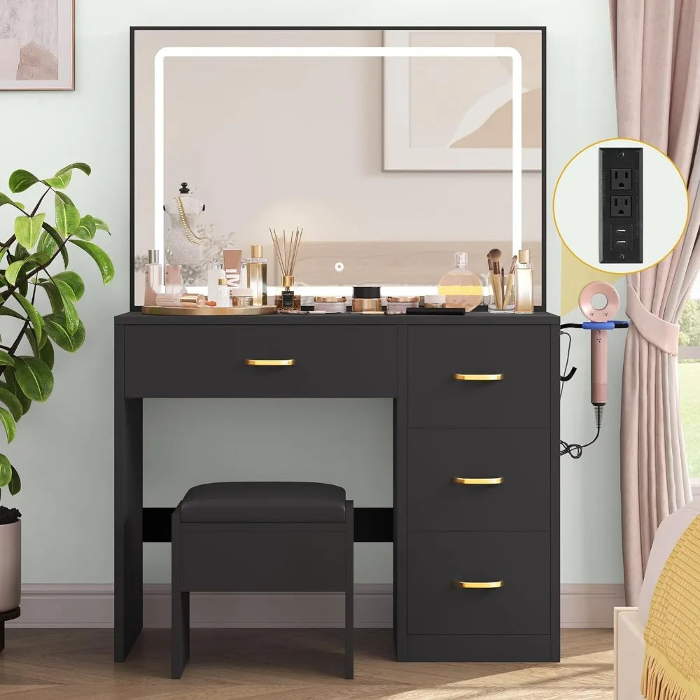 Dressing Table Set with Large Mirror