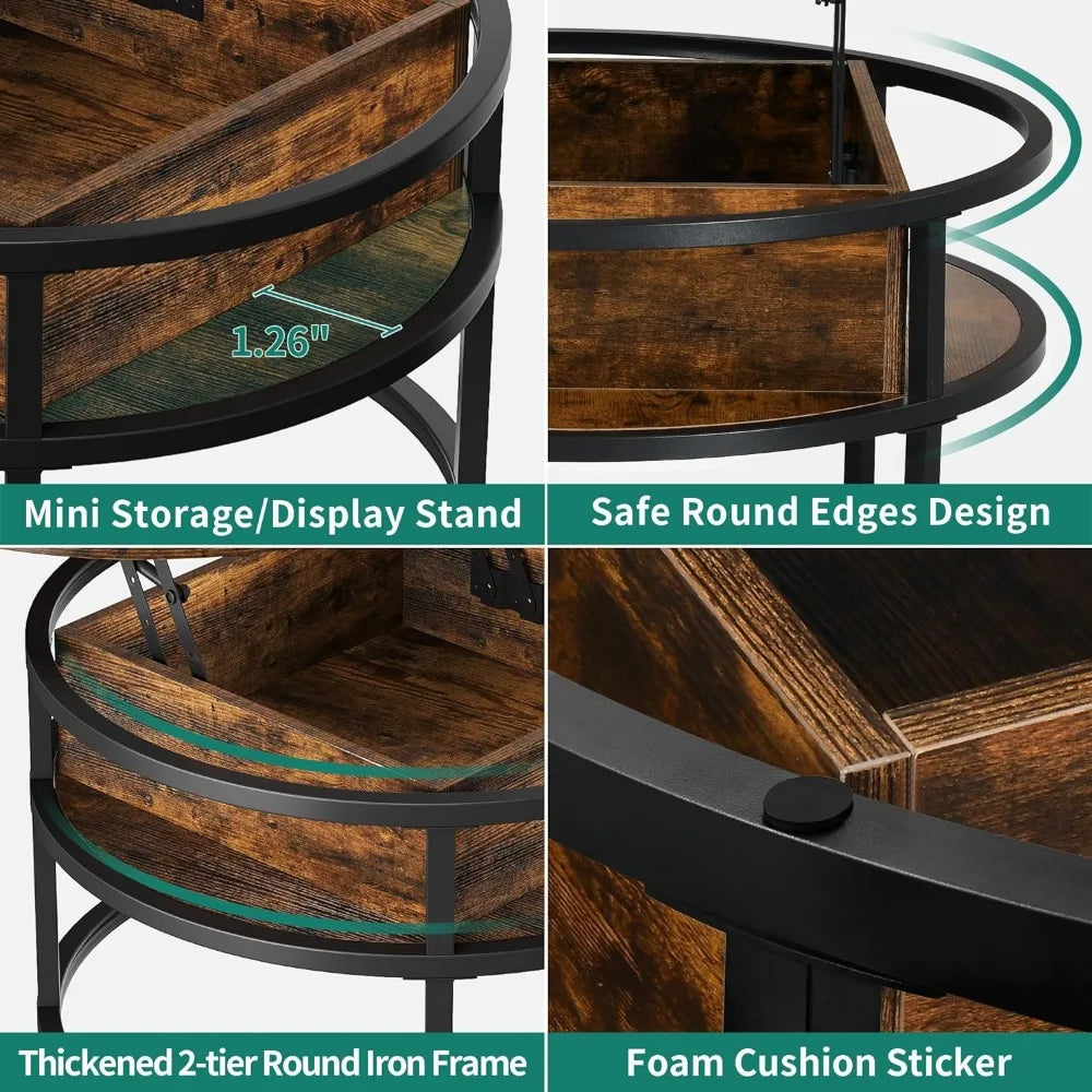 Circular Lifting Countertop Coffee Table