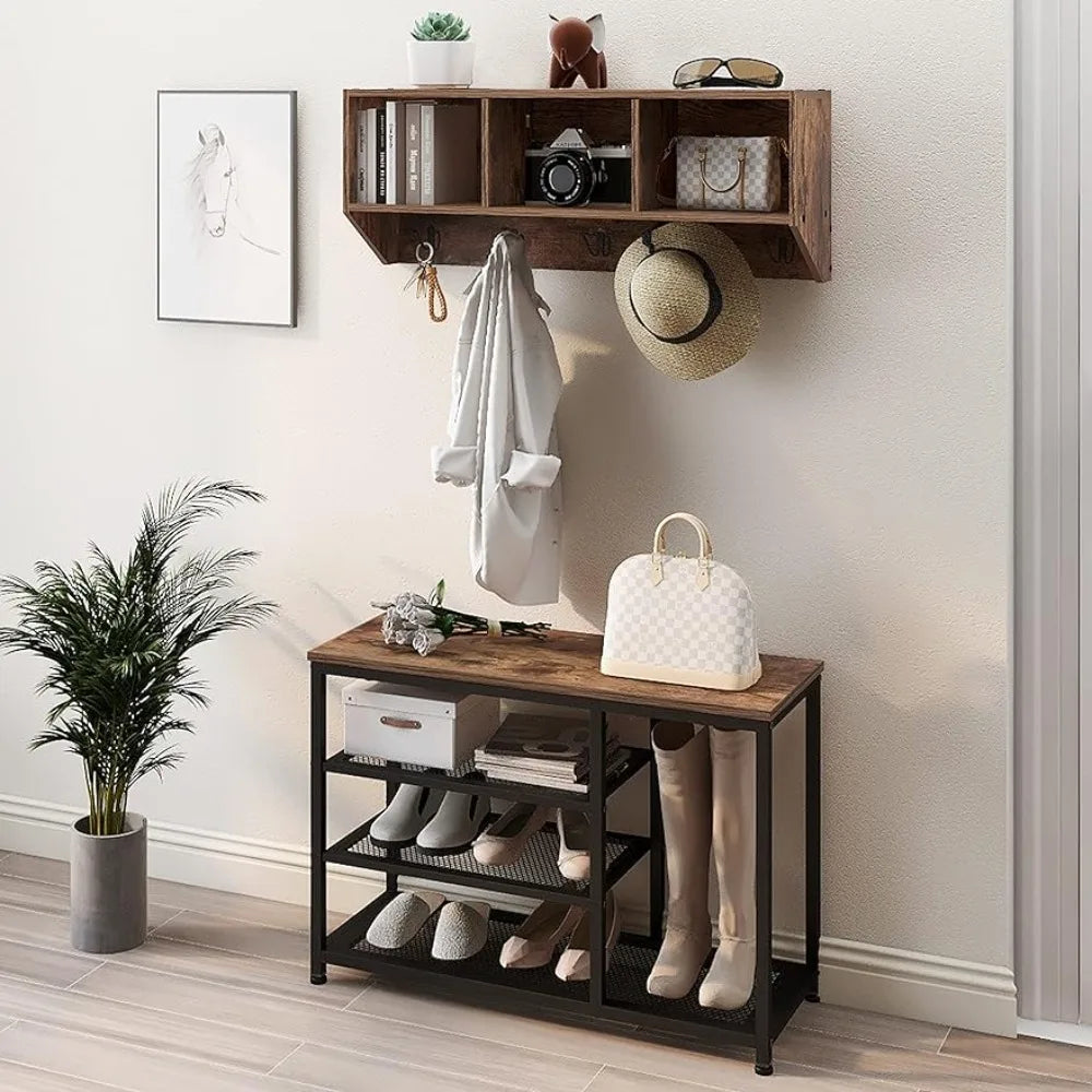 Shoe Stool Set, and 3 Storage Cabinet Racks