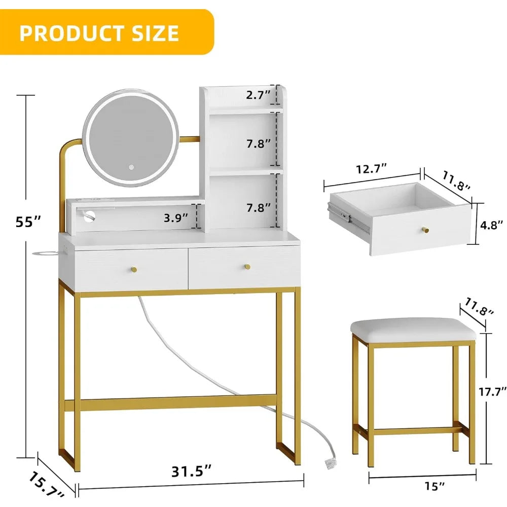 Dressing Table with LED Lighting Mirror