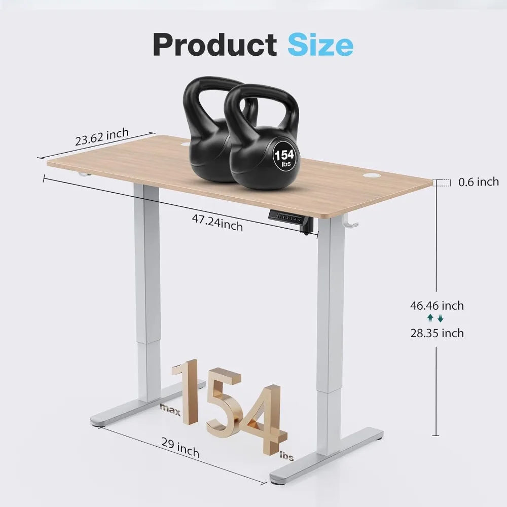 Electric Standing Office Desk with Hooks