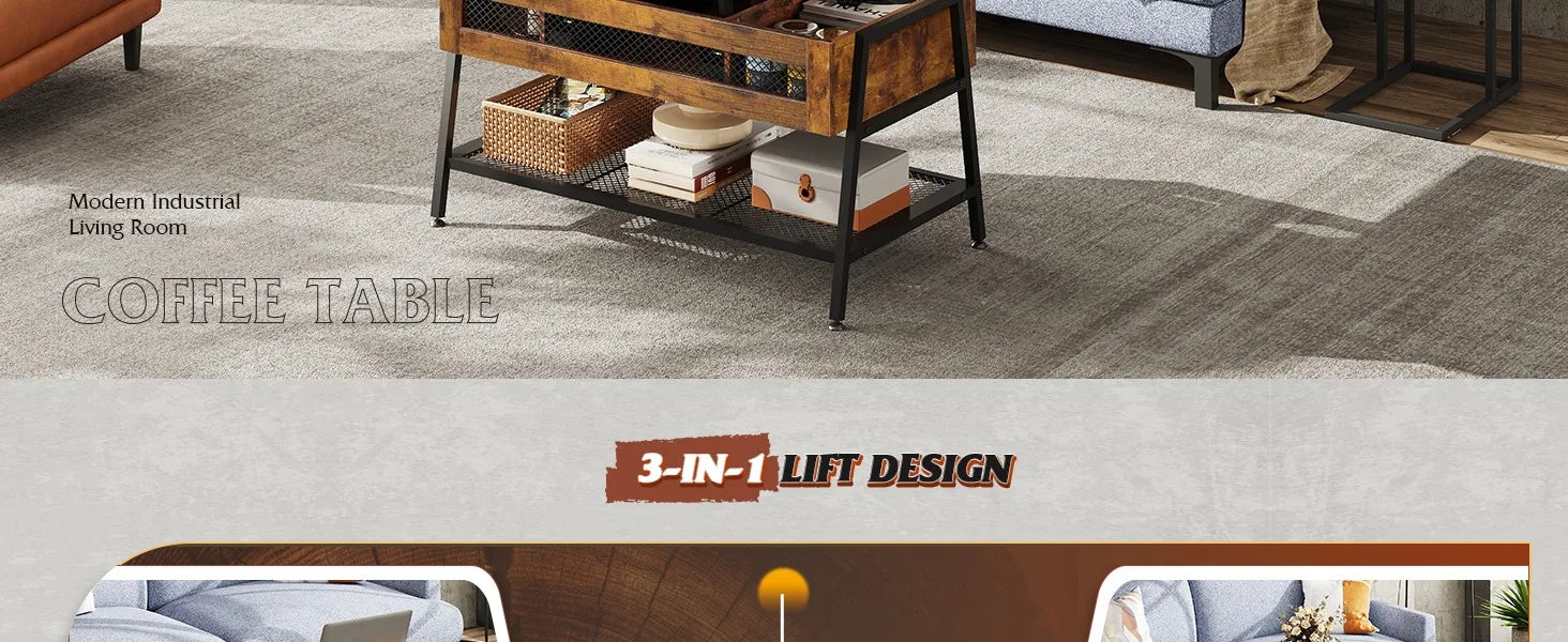 Three in One Elevating Coffee Table