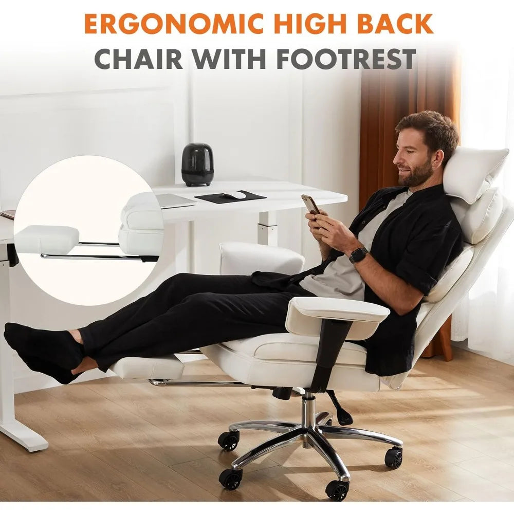 Office Chair with Footstool and Armrests