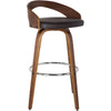 Brown Faux Leather and Walnut Bar Stool