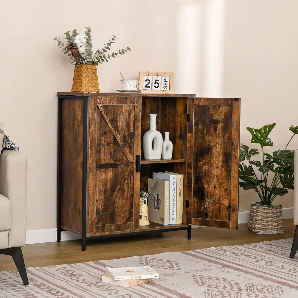 Living Room Storage Cabinet with 2 Doors and 1 Shelf