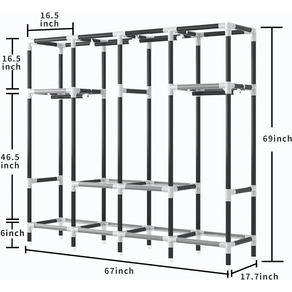 69 inch Wardrobe, with 4 Hanging Rods