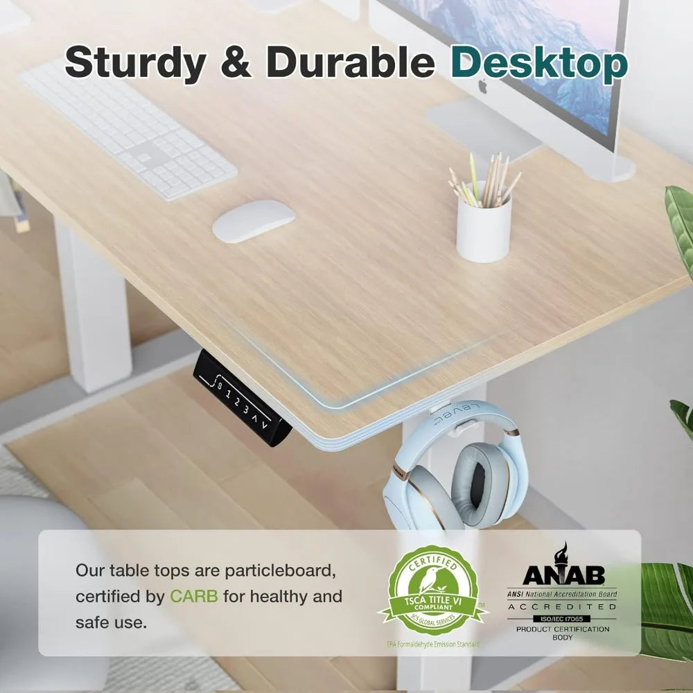 Electric Standing Office Desk with Hooks