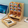 Wooden Desk Organizer – Multifunctional Desktop Stationery Pen Holder & Storage Box for Home Office & School Supplies