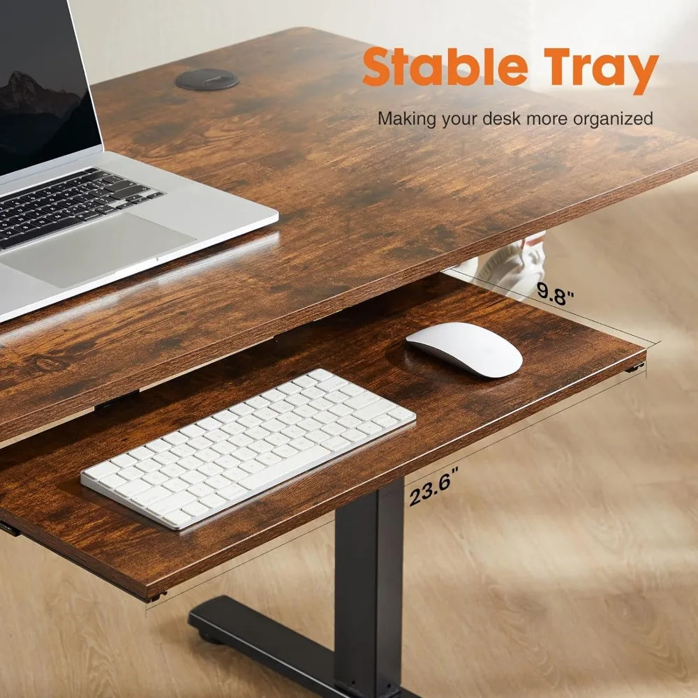 Work Table with Storage Hooks and Keyboard Tray