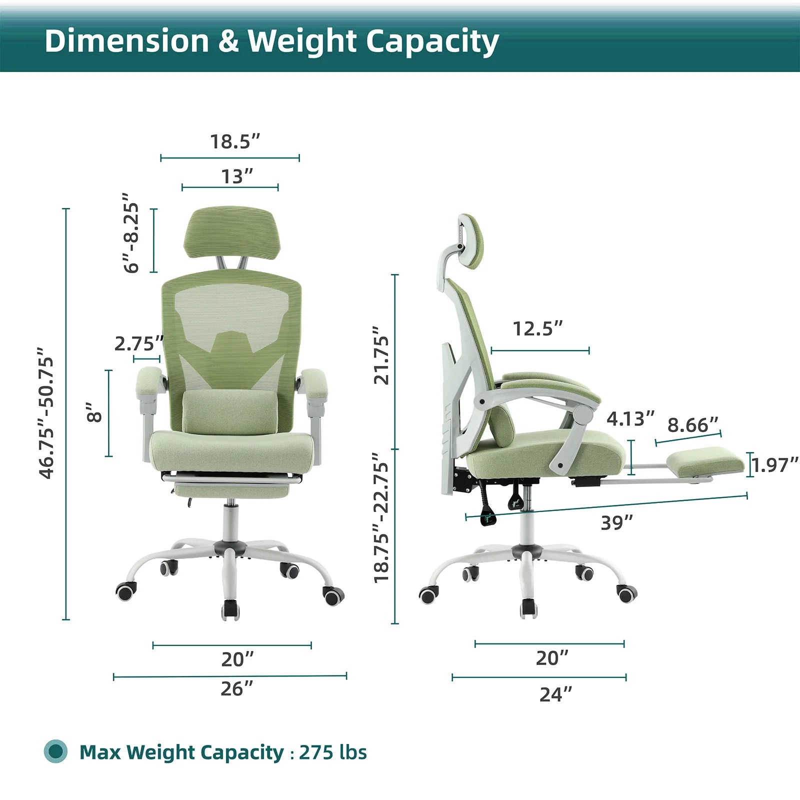 Ergonomic Reclining High Back Mesh Office Chair with Lumbar Support & Retractable Footrest – Adjustable Swivel Desk Chair for Home & Office