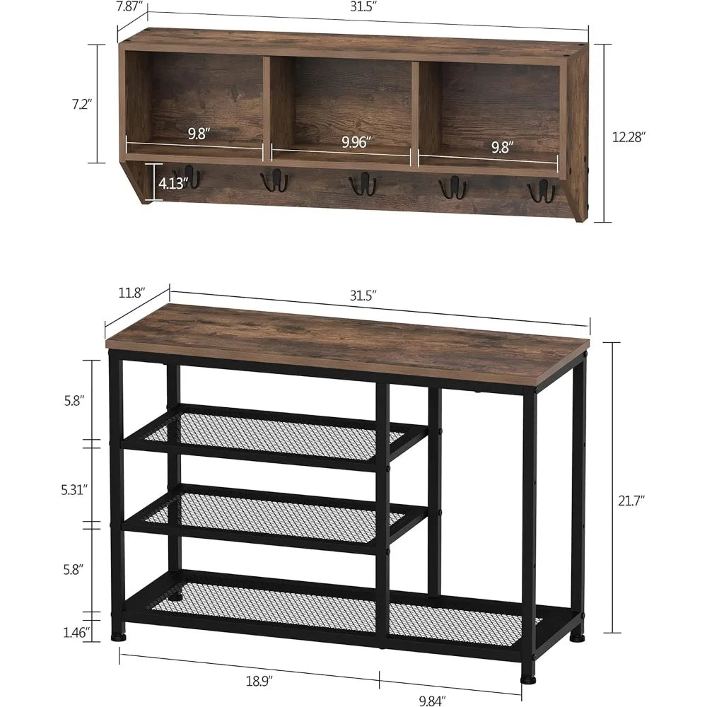 Shoe Stool Set, and 3 Storage Cabinet Racks