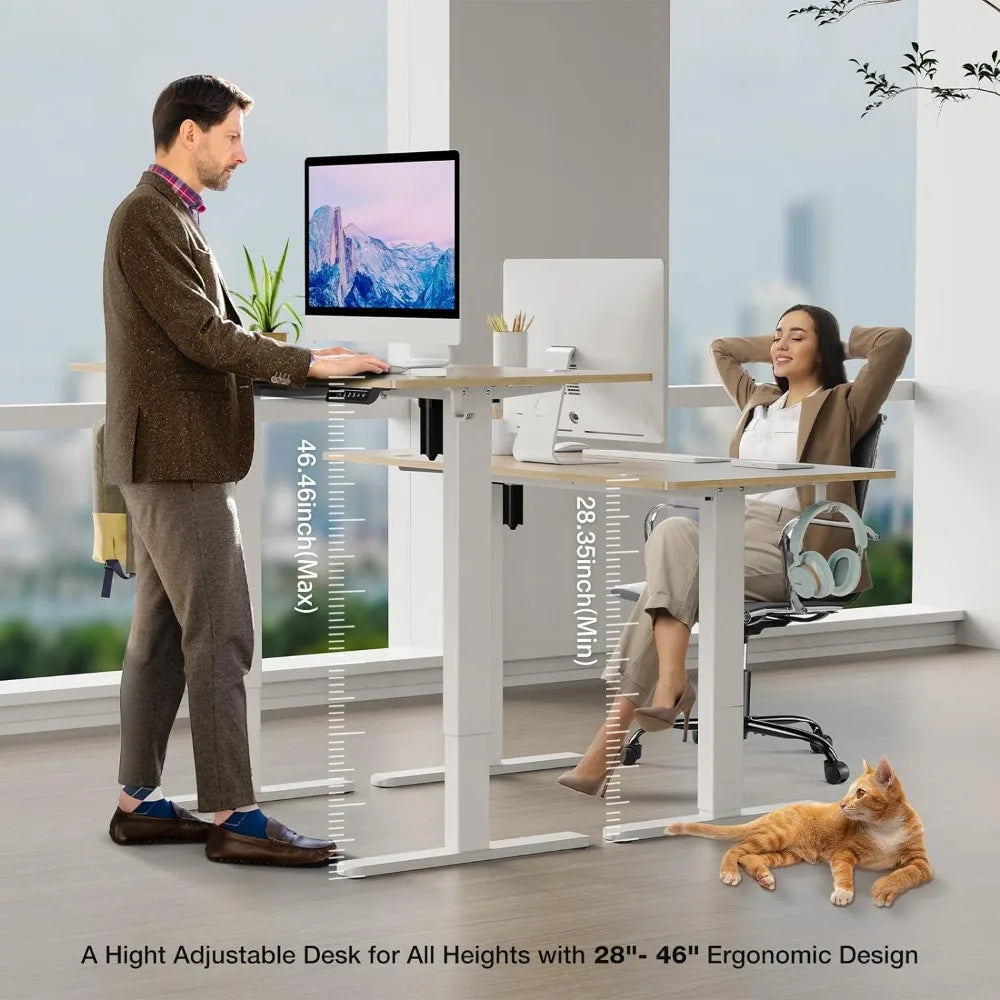 Electric Standing Office Desk with Hooks