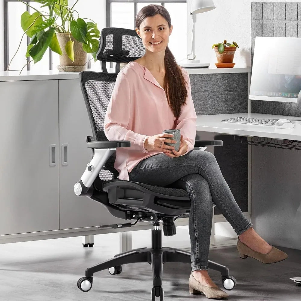 Office Chair with Headrest and 4D Flip Armrest